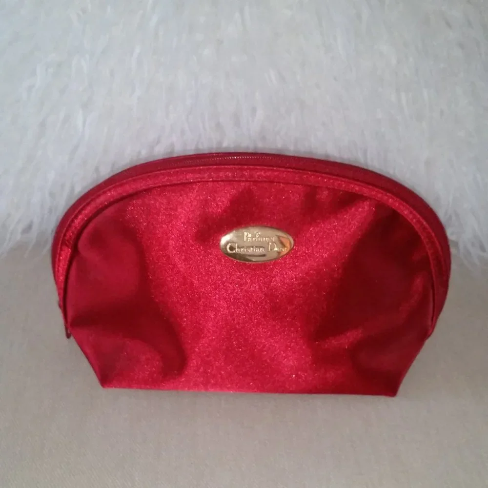 Parfums Christian Dior red cosmetic bag EUC - Picture 1 of 6
